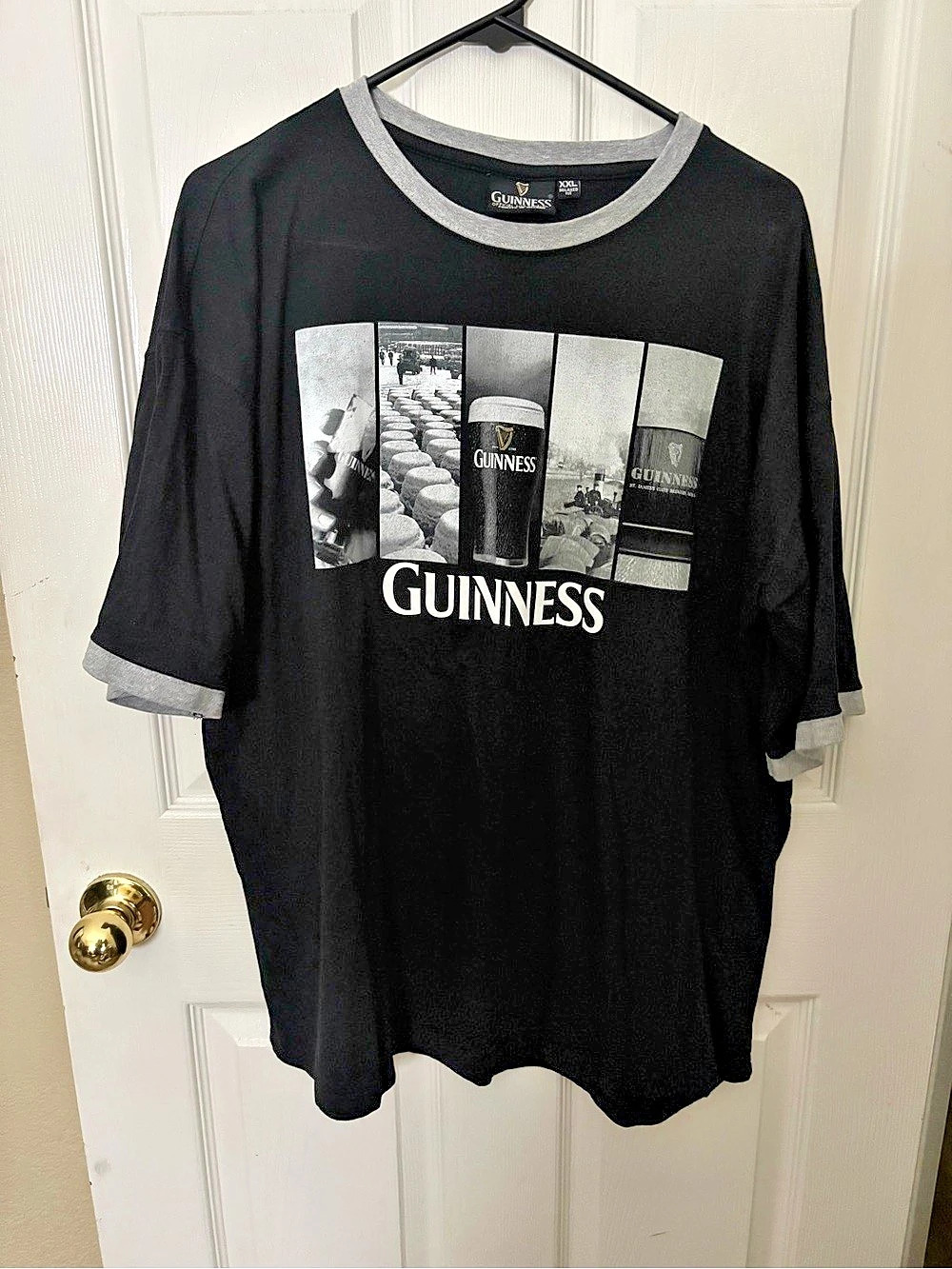 Guinness Official Merchandise Photo Panels Graphic Ringer T-Shirt Photo Panels